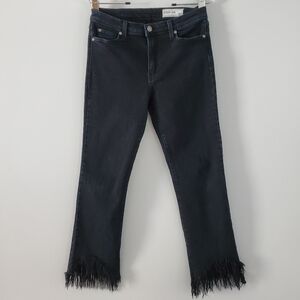 Pistola Cropped Raw Fringed Hem Dark Wash Jeans Size 27